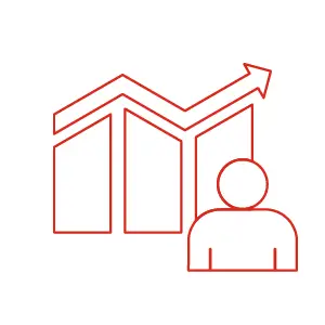 ETL Prüfung & Beratung - ETL Wirtschaftsprüfung Piktogramm Finanzkurve mit Mensch